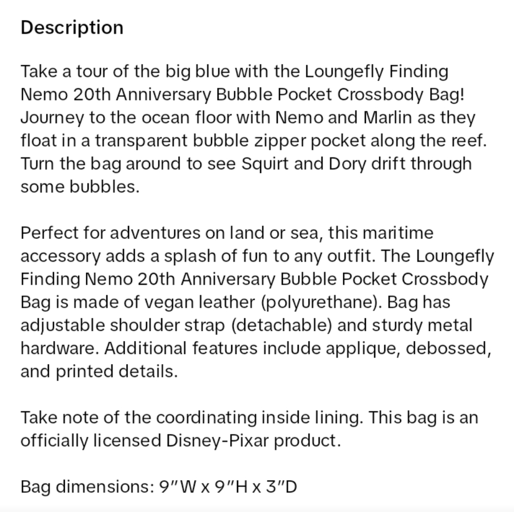 Finding Nemo crossbody purse